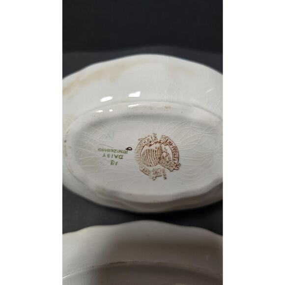 Vintage W H Grindley Daisy Gravy Boat Underplate Green Floral Gold Trim England - Picture 12 of 13